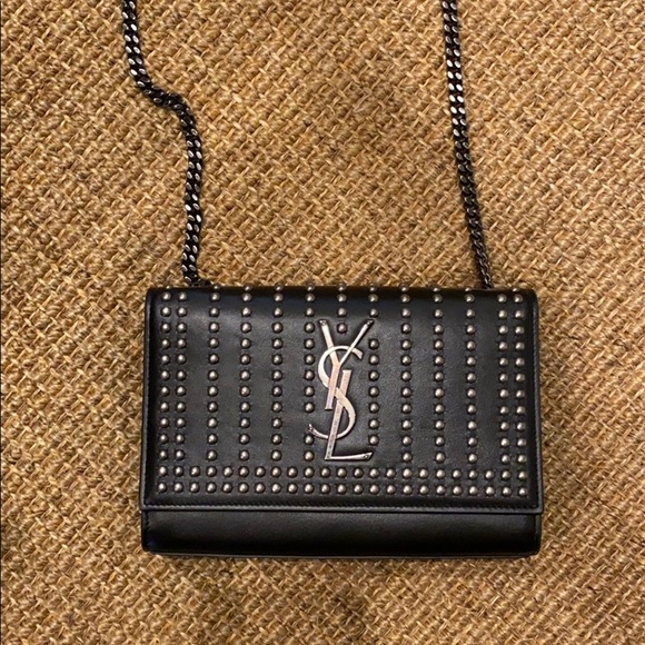 Yves Saint Laurent Handbags - YSL Kate Black Studded Crossbody Bag